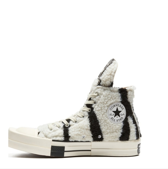 Rick Owens DRKSHDW TURBODRK chuck 70s high zebra sneaker 7 - Picture 3 of 12